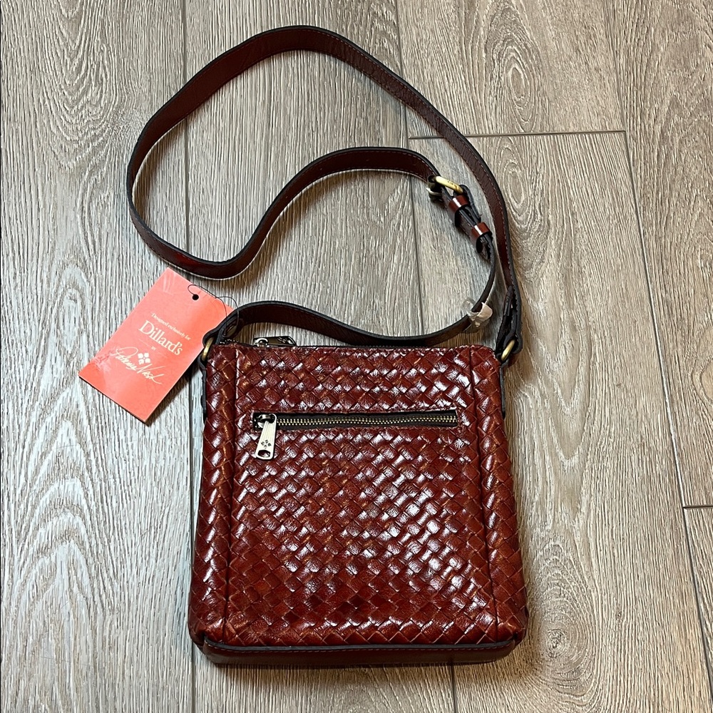 Nwtโ Partricia Nash Brown Woven Leather Crossbody Bag